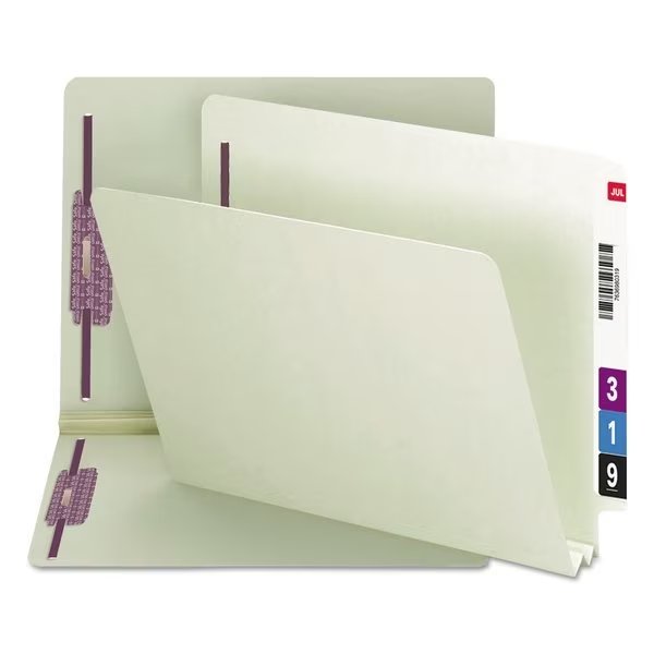 File Folder End Tab, 2 Fastener, Gray, PK25, Tab Cut: Straight, SMEAD, Mfr# 34715